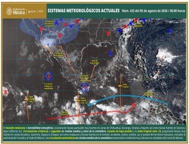 Lluvias puntuales muy fuertes en zonas del norte del país y el litoral del pacífico mexicano