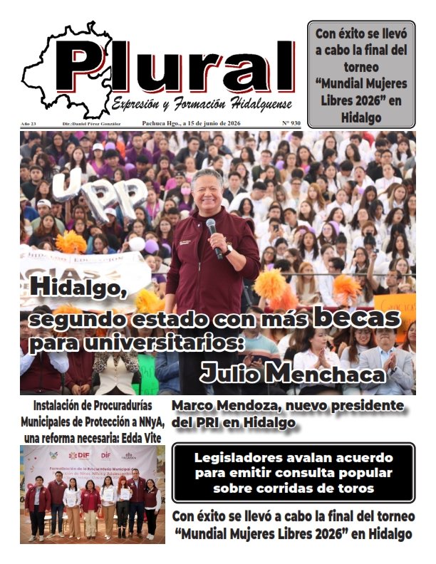 Portada de PLURAL EDICIÓN 930- 15 JUN 2026