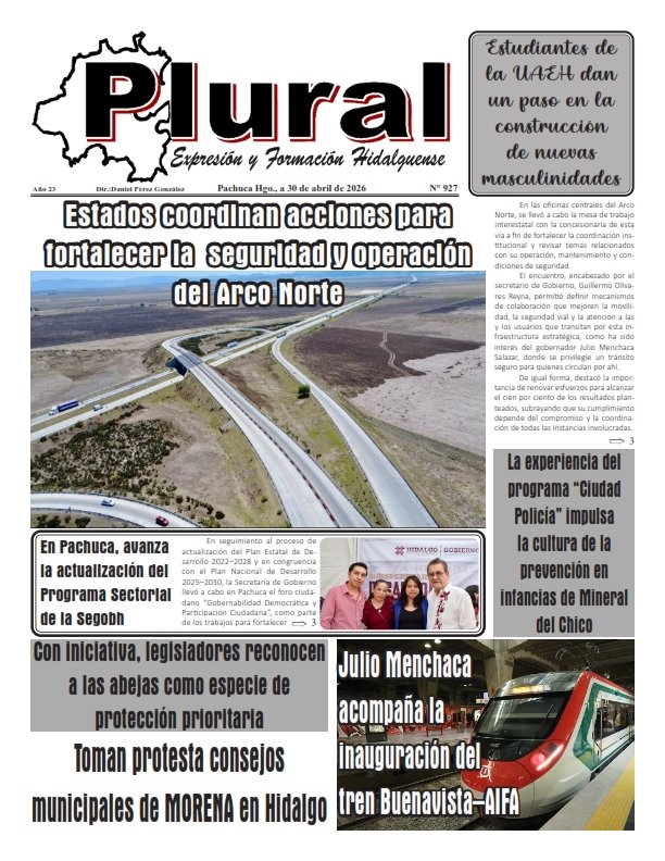 Portada de PLURAL EDICIÓN 927- 30 ABR 2026