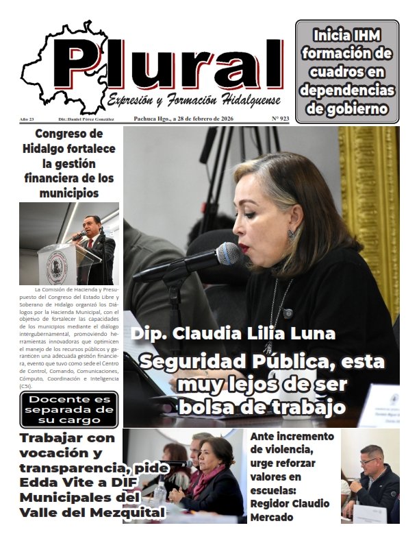 Portada de PLURAL EDICIÓN 923- 28 FEB 2026