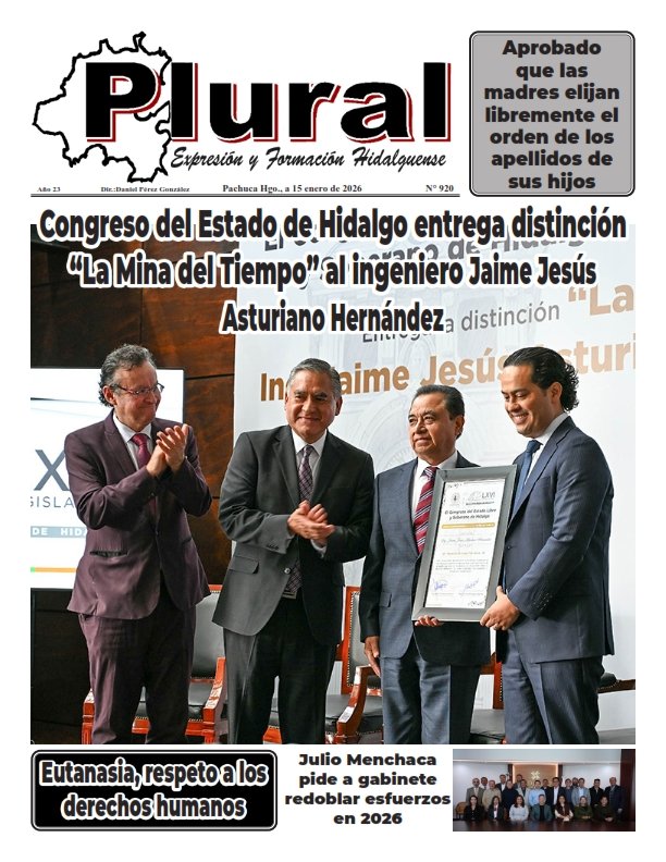Portada de PLURAL EDICIÓN 920- 15 ENE 2026