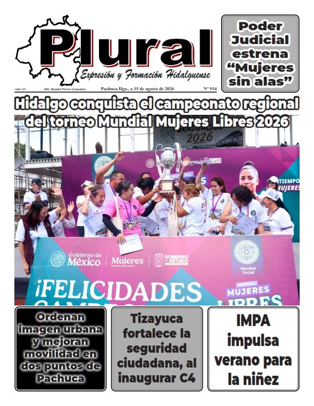 Portada de PLURAL EDICIÓN 934 - AGO 15 de 2026