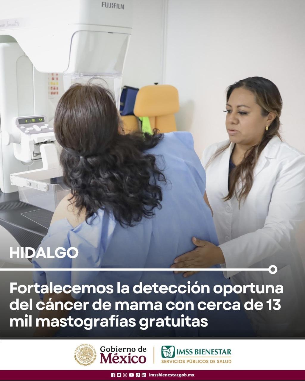 IMSS Bienestar Hidalgo fortalece detección oportuna del  cáncer de mama con  cerca de 13 mil mastografías gratuitas