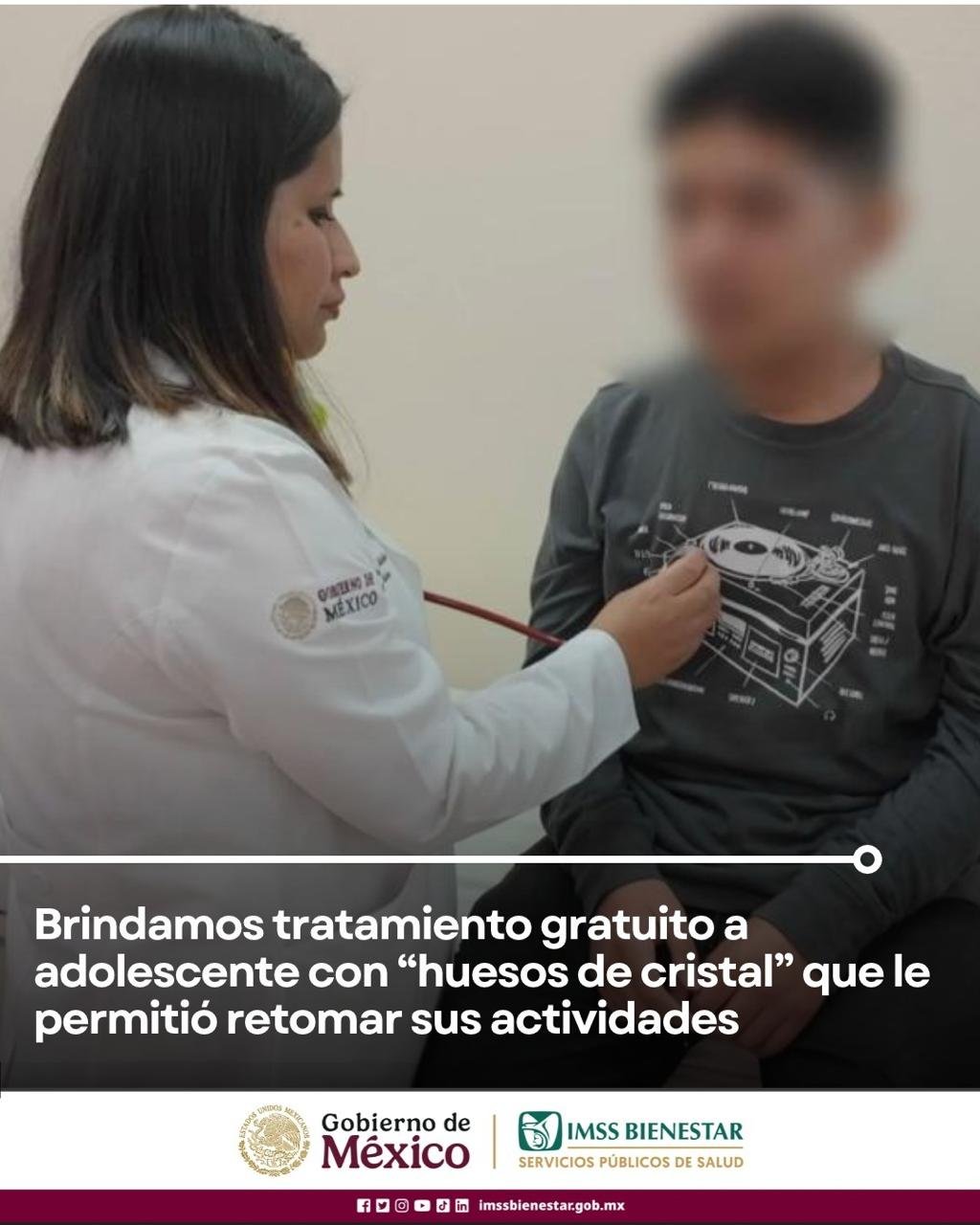 Tratamiento gratuito del  IMSS Bienestar en Hidalgo permite a adolescente con  “huesos de cristal” volver a jugar