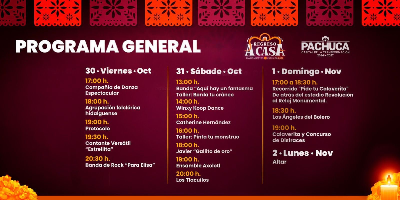 Jorge Reyes invita a las familias a disfrutar las actividades de Día de Muertos en Pachuca